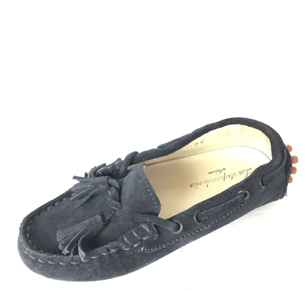 La stupenderia blue suede tassel loafers moccasins baby 25